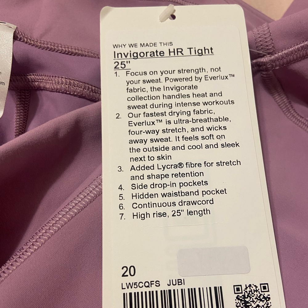 Lululemon Invigorate High Rise Tight 25” - Size 20 - NWT - Picture 7 of 9